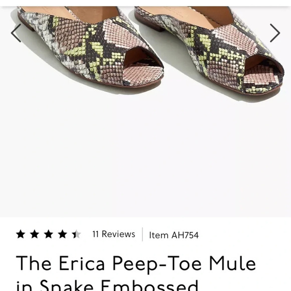 Madewell Erica peep-toe mule Leather snake python slides - Picture 5 of 9
